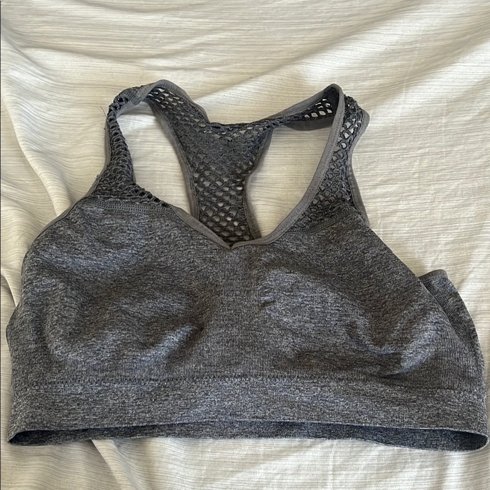 Gray Mesh Racerback Sports Bra